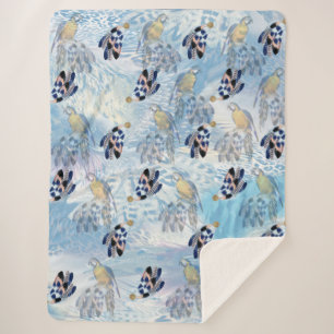 Exotic-Parrot Bird Tone Feathers Sherpa Blanket