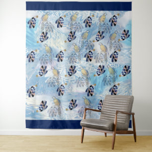 Exotic-Parrot Bird Tone Feathers Tapestry