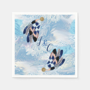 Exotic-Parrot Blue tone feathers Party Decor Napkin