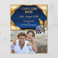 Exotic-Parrot Blue tone feathers Save the Dates