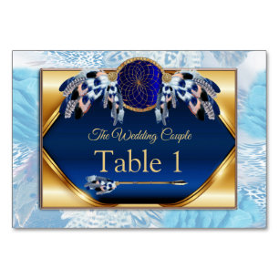 Exotic-Parrot Blue tone feathers Table cards