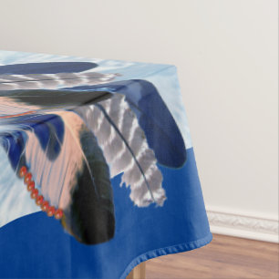 Exotic-Parrot Blue tone feathers Tablecloth