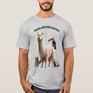 Exotic Pet Lover Llama, Raccoon, Ferret, and Bird T-Shirt