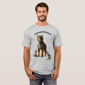 Exotic Pet Lover with Tiger, Monkey, and Macaw URM T-Shirt