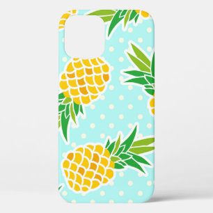 Exotic Pineapples: Blue Polka-Dot Fun. iPhone 12 Case