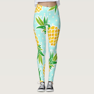Exotic Pineapples: Blue Polka-Dot Fun. Leggings