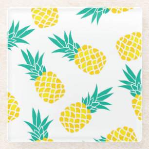Exotic Pineapples: Yellow Delight. Glass Coaster