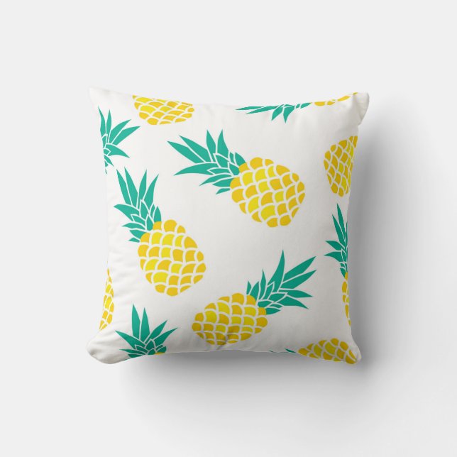 Exotic Pineapples: Yellow Delight. Throw Pillow (Front)