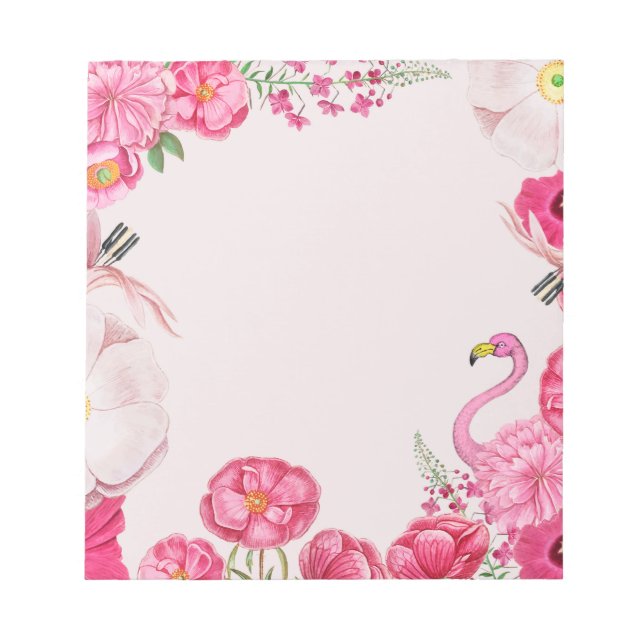 Exotic pink flamingo garden notepad (Front)