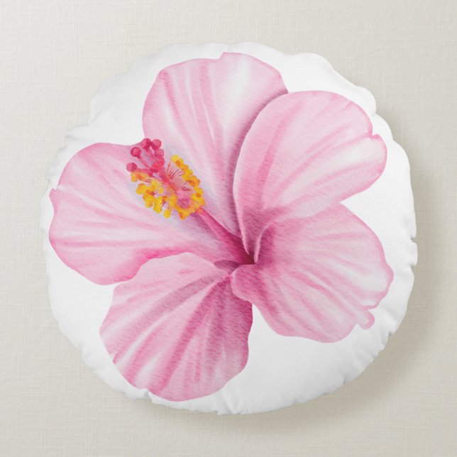 Exotic Pink Flower Round Pillow (Front)