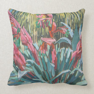 Exotic Pink Flowers Throw Pillow