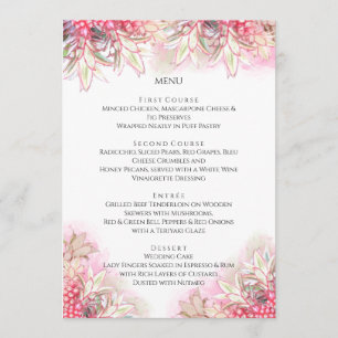 Exotic Pink Pineapples Blush Wedding Menu