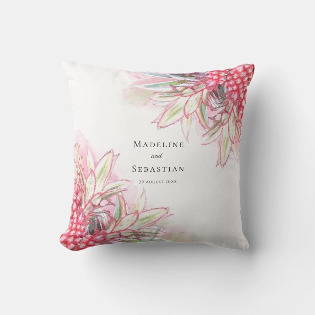 Exotic Pink Pineapples Blush Wedding Throw Pillow (Front)