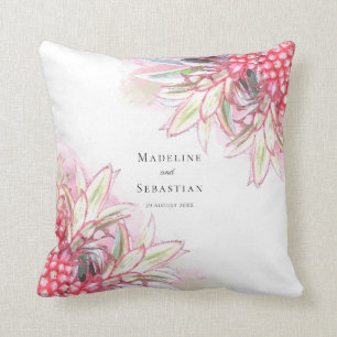 Exotic Pink Pineapples Blush Wedding Throw Pillow