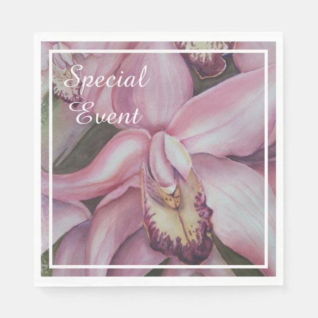 Exotic Pink Purple Orchid Party Napkin (Front)
