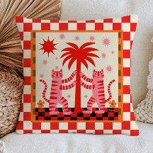 Exotic Pink Tigers with a Palm Tree Red Chequered