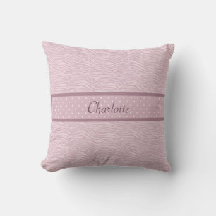 Exotic Pink Zebra Print & Polka Dots Throw Pillow