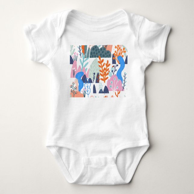 Exotic Plants: Bright Seamless Pattern Baby Bodysuit (Front)