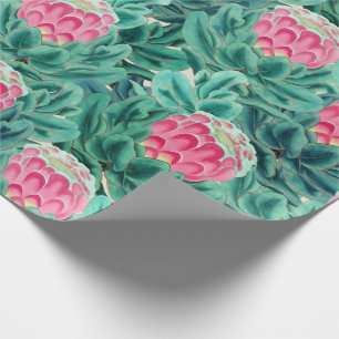 Exotic Protea Flowers Pattern Wrapping Paper