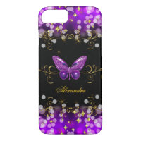 Exotic Purple Gold Black Butterfly Sparkles