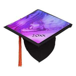Exotic Purple Marble Graduation Cap Topper