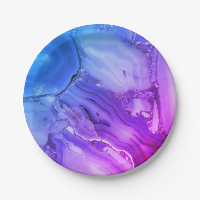 Exotic Purple Marble  Paper Plate (Front)