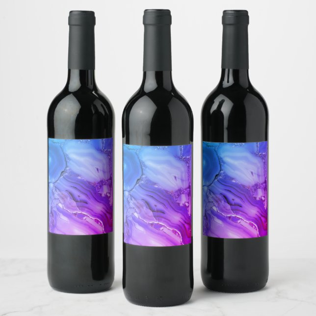 Exotic Purple Marble  Wine Label (Bottles)