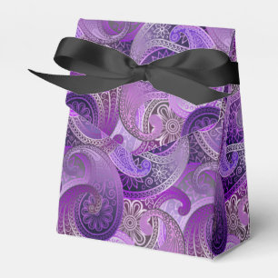 Exotic Purple Paisley Damask Pattern Favor Box
