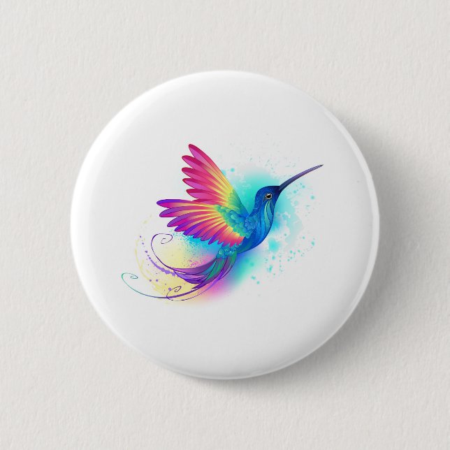 Exotic Rainbow Hummingbird 2 Inch Round Button (Front)