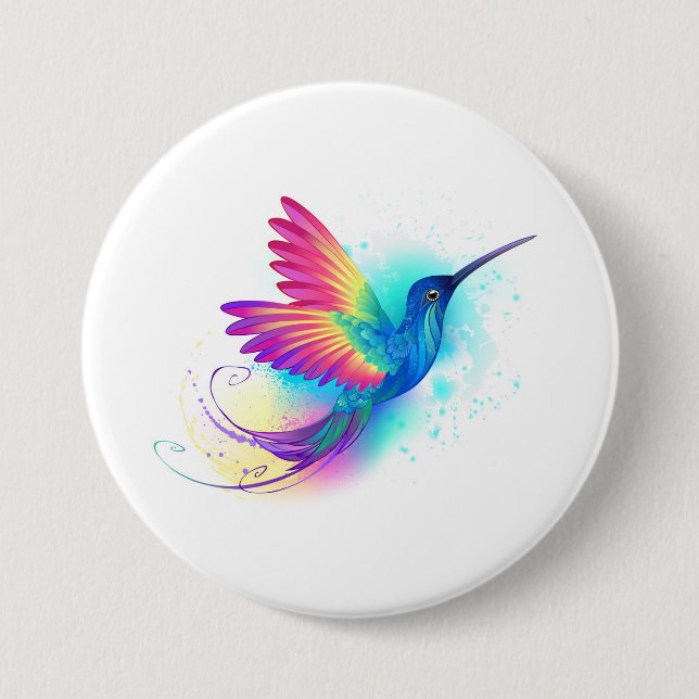 Exotic Rainbow Hummingbird 3 Inch Round Button (Front)