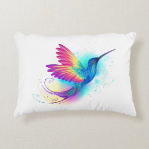 Exotic Rainbow Hummingbird Accent Pillow
