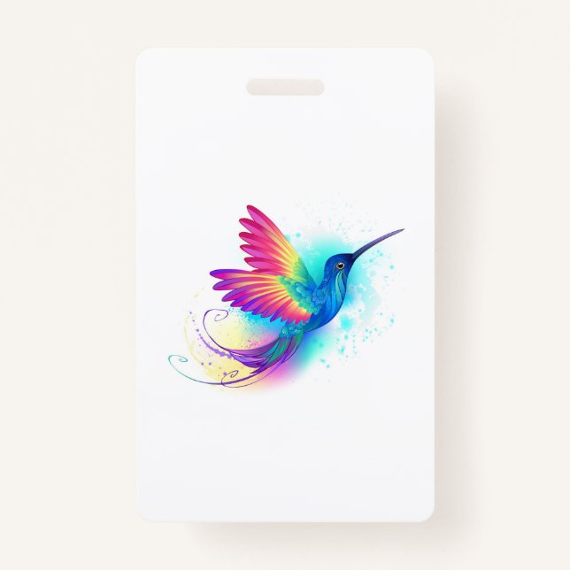 Exotic Rainbow Hummingbird Badge (Front)