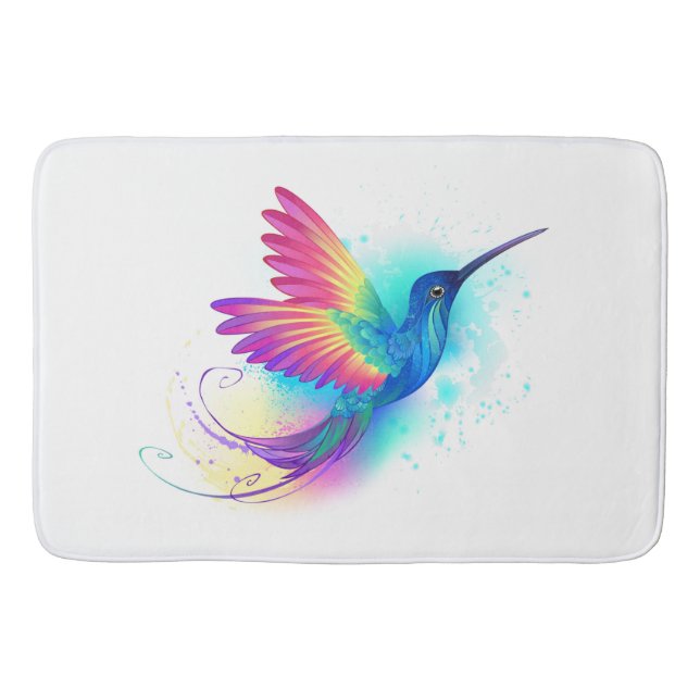 Exotic Rainbow Hummingbird Bath Mat (Front)