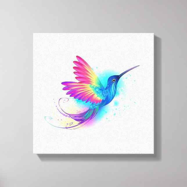 Exotic Rainbow Hummingbird Canvas Print (Front)