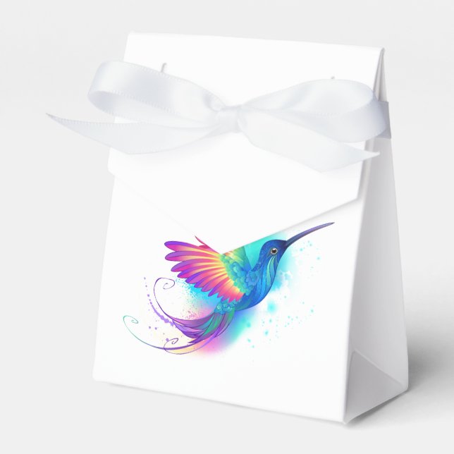 Exotic Rainbow Hummingbird Favor Box (Front Side)