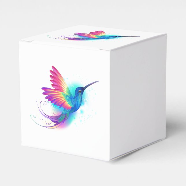 Exotic Rainbow Hummingbird Favor Box (Front Side)
