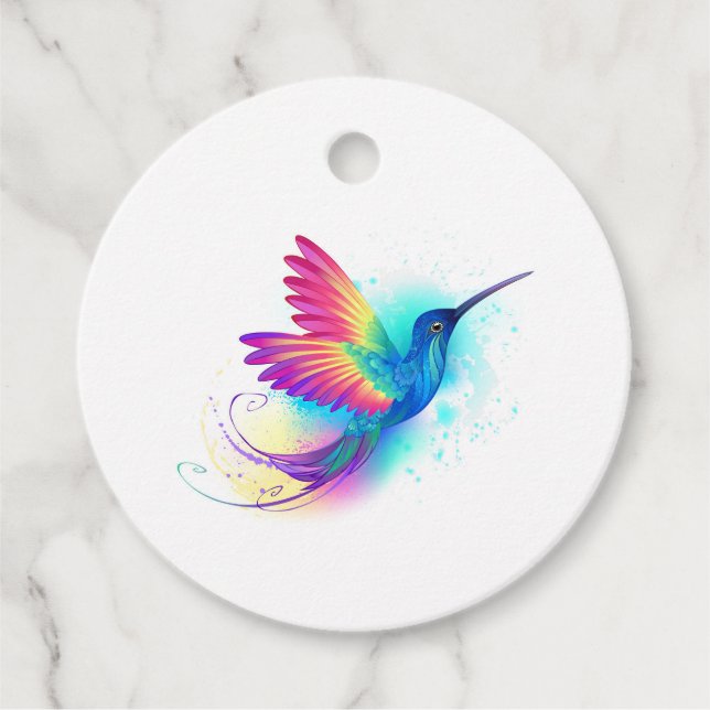 Exotic Rainbow Hummingbird Favour Tags (Front)