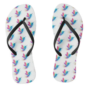 Exotic Rainbow Hummingbird Flip Flops