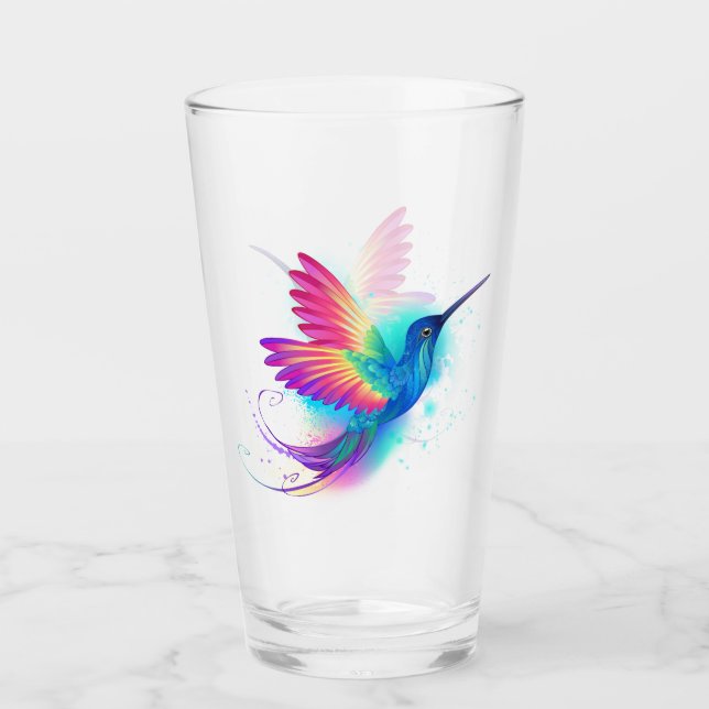 Exotic Rainbow Hummingbird Glass (Front)
