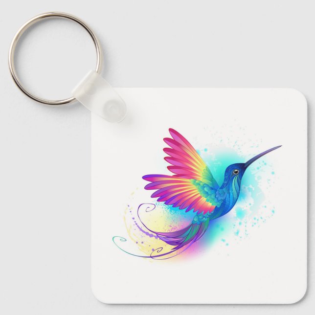 Exotic Rainbow Hummingbird Keychain (Front)
