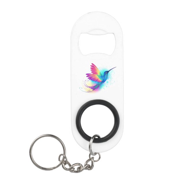 Exotic Rainbow Hummingbird Keychain Bottle Opener (Front)