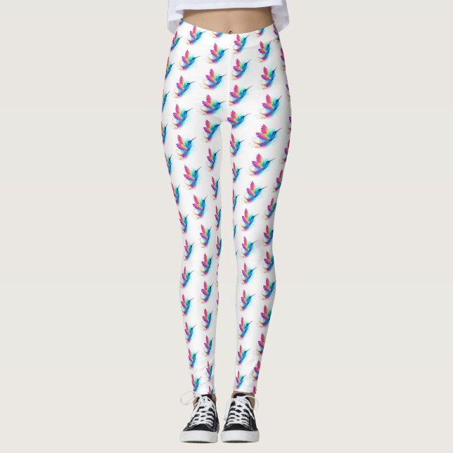 Exotic Rainbow Hummingbird Leggings (Front)