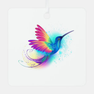 Exotic Rainbow Hummingbird Metal Ornament