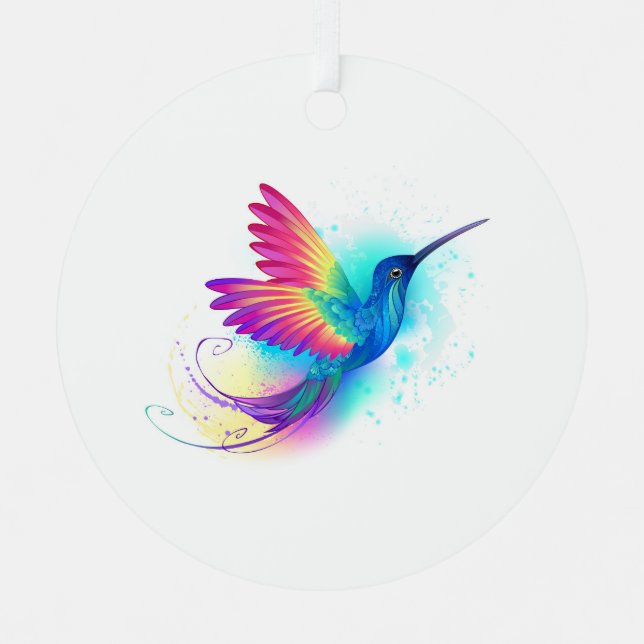 Exotic Rainbow Hummingbird Metal Ornament (Front)