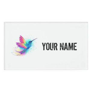 Exotic Rainbow Hummingbird Name Tag