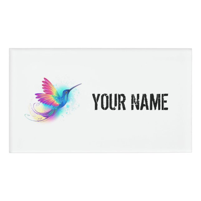 Exotic Rainbow Hummingbird Name Tag (Front)