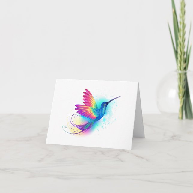 Exotic Rainbow Hummingbird Note Card (Front)