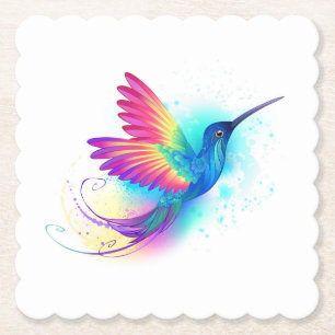 Exotic Rainbow Hummingbird Paper Coaster