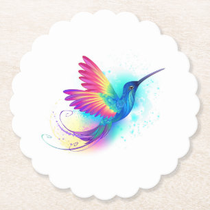 Exotic Rainbow Hummingbird Paper Coaster