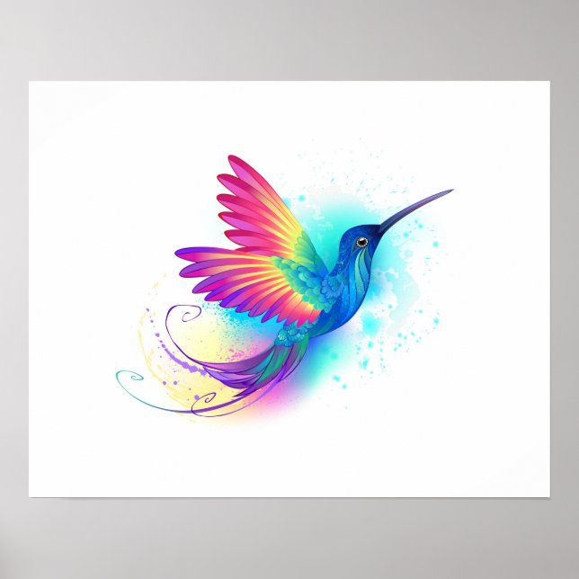 Exotic Rainbow Hummingbird Poster (Front)